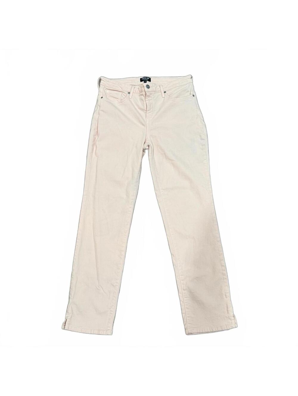 NYDJ Curves 360 pastel pink slim straight jeans 8 stretch ankle pants coquette